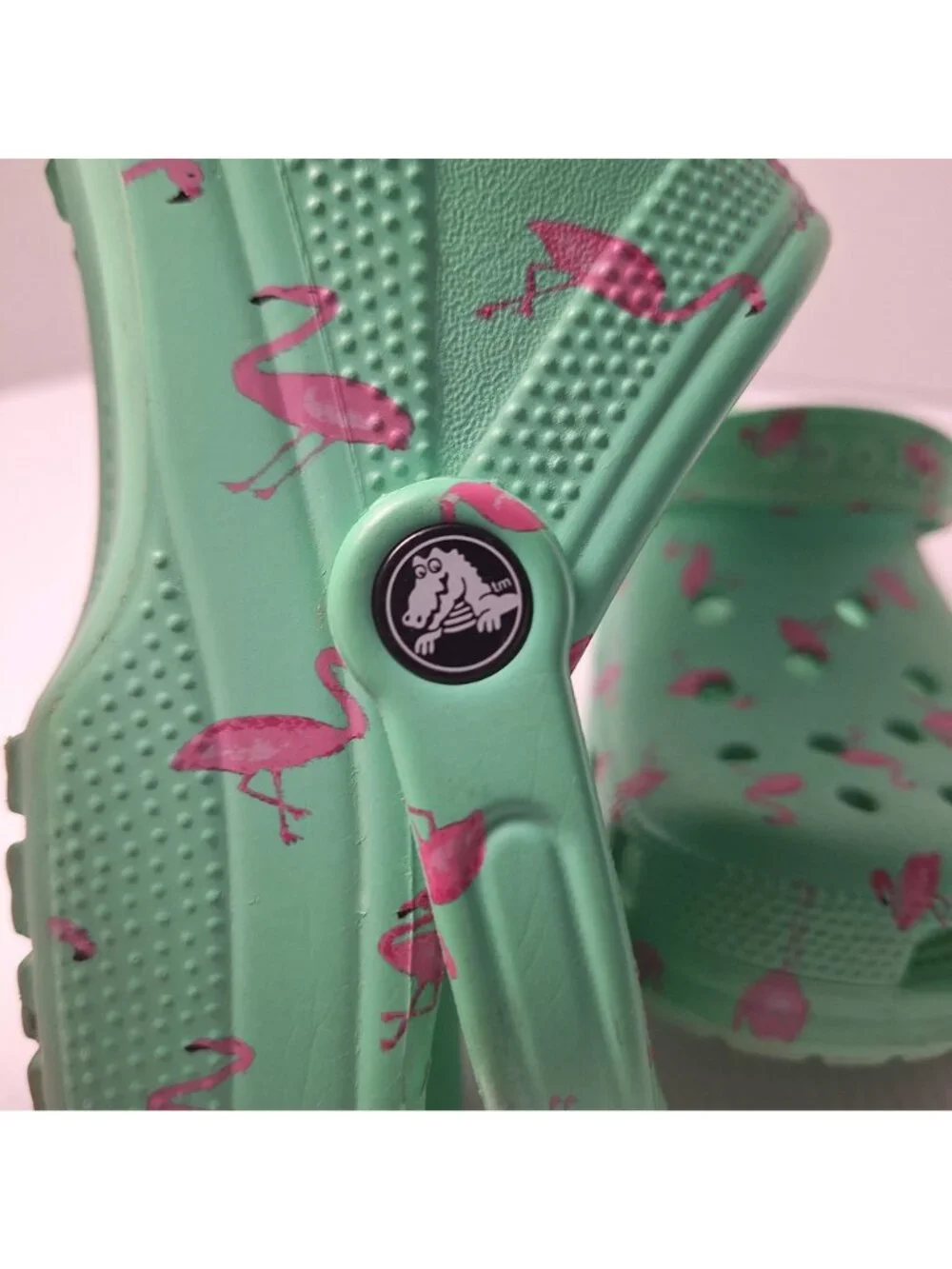 CROCS CLASSIC TEAL PINK FLAMINGOS SLIP ON SANDALS SHOES SLIDES M=9 W=11 CASUAL - Picture 11 of 11